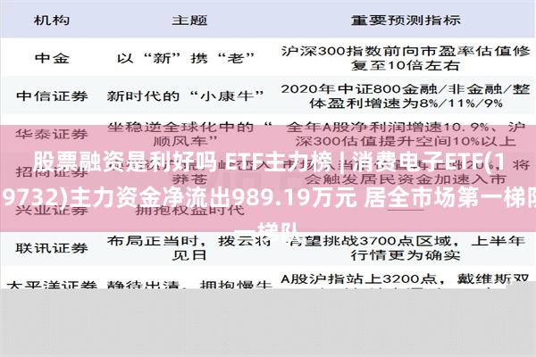 股票融资是利好吗 ETF主力榜 | 消费电子ETF(159732)主力资金净流出989.19万元 居全市场第一梯队